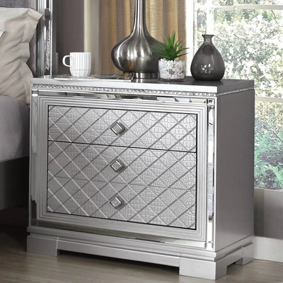 Tenaya 2 Drawer Nightstand With Hidden Drawer And USB Ports Silver - HOMES: Inside + Out 1 Tenaya 2 Drawer Nightstand With Hidden Drawer And USB Ports Silver - HOMES: Inside + Out