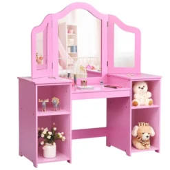 Costway Vanity Table Set Makeup Dressing Kids Girls Study Table Tri Folding Mirror WhitePink 21 Costway Vanity Table Set Makeup Dressing Kids Girls Study Table Tri Folding Mirror WhitePink -DreamNest Store GUEST a9e084a4 8665 46b7 b704 7d5a0da74c60