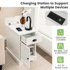 Costway Side End Table Nightstand With Charging Station Storage For Living Room Bedroom -DreamNest Store GUEST aa981487 59e9 4842 837b 29cdf161f414