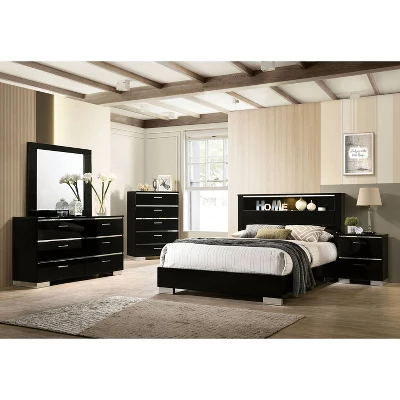 2pc Shorehaven Contemporary Nightstand And Bed Set Black/Chrome - MiBasics 2 2pc Shorehaven Contemporary Nightstand And Bed Set Black/Chrome - MiBasics - Image 2