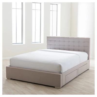 Queen Rene Modern And Contemporary Fabric 4 Drawer Storage Platform Bed - Baxton Studio 9 Queen Rene Modern And Contemporary Fabric 4 Drawer Storage Platform Bed - Baxton Studio - Image 9