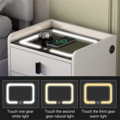 Modern Nightstand With Wireless Charging, USB Port And Adjustable LED Lights, End Table With 2 Drawers-ModernLuxe -DreamNest Store GUEST acb37998 0e37 4ae0 af76 19657c917d4a