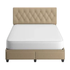 Full Henley Linen Tufted Upholstered Platform Bed With Storage Drawers Ivory - Eco Dream -DreamNest Store GUEST ad05003d 469b 42af 8a30 834064f9d8f6