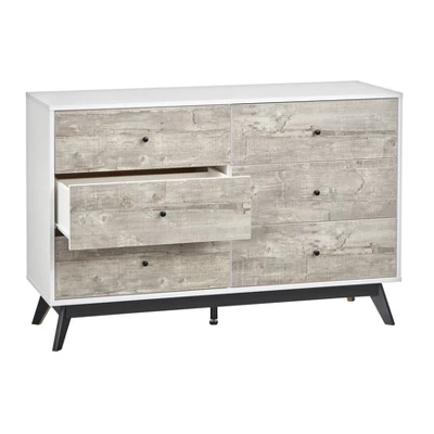 Crislana Mid-Century Modern 6 Drawer Dresser Gray/White - Buylateral 3 Crislana Mid-Century Modern 6 Drawer Dresser Gray/White - Buylateral - Image 3