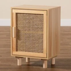 Maclean Rattan Wood 1 Door Nightstand Natural/Brown - Baxton Studio -DreamNest Store GUEST ad57f06c 5698 4bd5 91e4 2253cff09f40