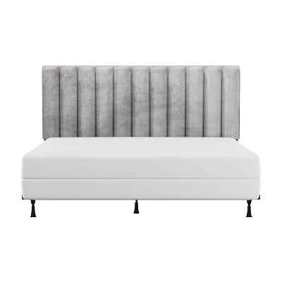 King Crestone Upholstered Headboard With Frame Gray - Hillsdale Furniture 4 King Crestone Upholstered Headboard With Frame Gray - Hillsdale Furniture - Image 4