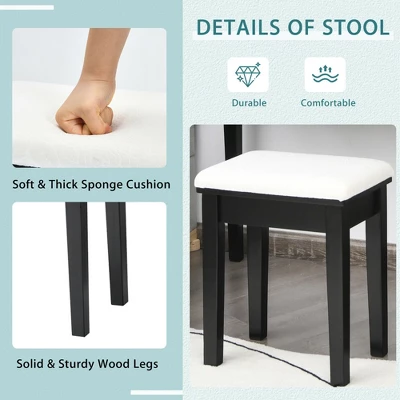 Costway Vanity Table Set With Lighted Mirror Adjustable 10 Bulbs Dresser 4 Drawer 7 Costway Vanity Table Set With Lighted Mirror Adjustable 10 Bulbs Dresser 4 Drawer - Image 7