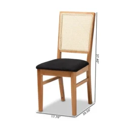 Set Of 2 Idris Fabric Upholstered Rattan Dining Chairs Black/Oak Brown - Baxton Studio -DreamNest Store GUEST b0073da7 301c 47a5 af0b 3e6844c47757