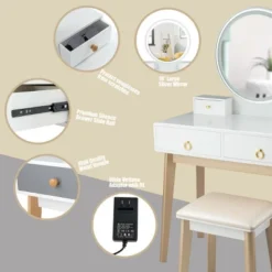 Costway Vanity Table 3 Color Lighting Modes MakeUp Stool Jewelry -DreamNest Store GUEST b042d6f4 e756 4dcb 976c d012e762da90