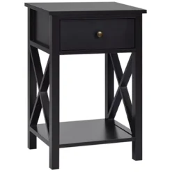 Costway Nightstand Chair Side End Table With Drawer & Shelf Bedroom Furniture White BrownBlack 21 Costway Nightstand Chair Side End Table With Drawer & Shelf Bedroom Furniture White BrownBlack -DreamNest Store GUEST b06b5e67 390d 4687 b48c ab280e7538bc