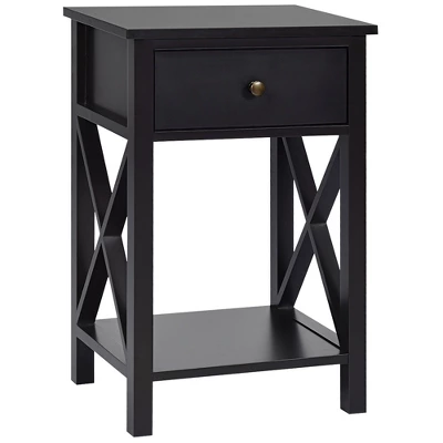 Costway Nightstand Chair Side End Table With Drawer & Shelf Bedroom Furniture White BrownBlack 11 Costway Nightstand Chair Side End Table With Drawer & Shelf Bedroom Furniture White BrownBlack - Image 11