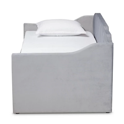 Lennon Velvet Fabric Upholstered Daybed With Trundle - Baxton Studio 2 Lennon Velvet Fabric Upholstered Daybed With Trundle - Baxton Studio - Image 2