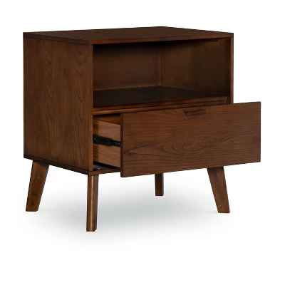 Reid 1 Drawer Nightstand Walnut - Linon 2 Reid 1 Drawer Nightstand Walnut - Linon - Image 2