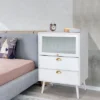 Organnice 2-Drawer Nightstand White Strong Cabinet