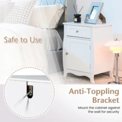 Costway 2PCS Nightstand With Drawer Cabinet Curved Legs Sofa Side End Accent Table White -DreamNest Store GUEST b12fc235 f8b2 470e bc42 bd251cda64d8