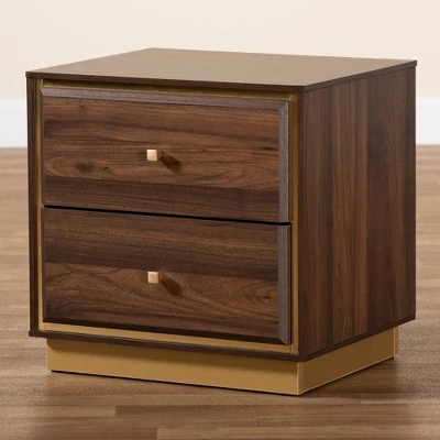 Cormac Wood And Metal 2 Drawer Nightstand - Baxton Studio 8 Cormac Wood And Metal 2 Drawer Nightstand - Baxton Studio - Image 8