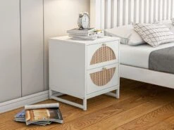 Arina Natural Rattan 20.87'' H X 15.75'' W X 15.75'' D Queen Size 2 Drawer Nightstand With Storage - The Pop Maison -DreamNest Store GUEST b1f3f816 110f 407c 955c 7c396c048029