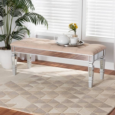 Hedia Fabric Upholstered And Wood Accent Bench - Baxton Studio 1 Hedia Fabric Upholstered And Wood Accent Bench - Baxton Studio