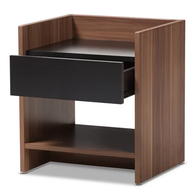 Vanda Modern And Contemporary Two - Tone Wood 1 - Drawer Nightstand - Brown - Baxton Studio 1 Vanda Modern And Contemporary Two - Tone Wood 1 - Drawer Nightstand - Brown - Baxton Studio
