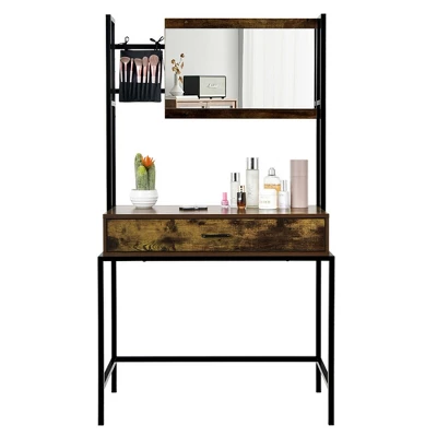Costway Industrial Vanity Table With 3-Height Adjustable Mirror Storage Bag Large Drawer 9 Costway Industrial Vanity Table With 3-Height Adjustable Mirror Storage Bag Large Drawer - Image 9