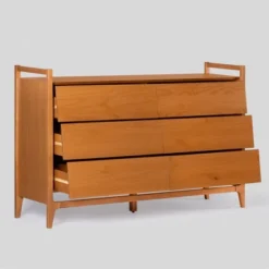 Mid-Century Modern Solid Wood Paneled 6 Drawer Dresser - Saracina Home -DreamNest Store GUEST b2c10dc1 8f47 4650 9aa3 73b031414cdc