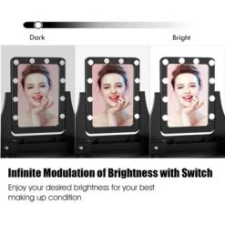 Costway Vanity Dressing Table Set W/ 10 Dimmable Bulbs Touch Switch Cushion Stool WhiteBlackBrown -DreamNest Store GUEST b366a0e5 847d 4cf6 8b93 b659362a04a5