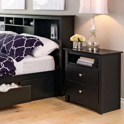 Tall 2 - Drawer Nightstand With Open Shelf - Prepac 1 Tall 2 - Drawer Nightstand With Open Shelf - Prepac