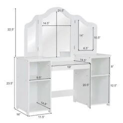 Costway Vanity Table Set Makeup Dressing Kids Girls Study Table Tri Folding Mirror 12 Costway Vanity Table Set Makeup Dressing Kids Girls Study Table Tri Folding Mirror -DreamNest Store GUEST b4990e02 ccb0 43ca aa07 e34fbca0020d