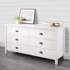 Boston 6 Drawer Dresser White - CorLiving