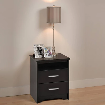 Coal Harbor 2 Drawer Tall Nightstand With Open Shelf Black - Prepac 1 Coal Harbor 2 Drawer Tall Nightstand With Open Shelf Black - Prepac
