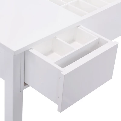 Tangkula 2 Drawers Make-up Mirror Set Vanity Dressing Table Flip-type Desktop With Stool 4 Tangkula 2 Drawers Make-up Mirror Set Vanity Dressing Table Flip-type Desktop With Stool - Image 4