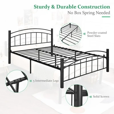 Costway Twin/Full/Queen Size Metal Bed Frame Platform Mattress Foundation With Headboard Footboard 8 Costway Twin/Full/Queen Size Metal Bed Frame Platform Mattress Foundation With Headboard Footboard - Image 8