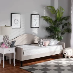 Full Milligan Upholstered Wood Daybed - Baxton Studio -DreamNest Store GUEST b5c84d40 f112 4907 b2b7 9bf850ce1e7f