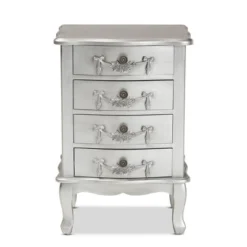 Callen Brushed Wood 4 Drawer Nightstand Silver - Baxton Studio 11 Callen Brushed Wood 4 Drawer Nightstand Silver - Baxton Studio -DreamNest Store GUEST b60b7f2f a5d8 428e a323 a6acf082cdc3