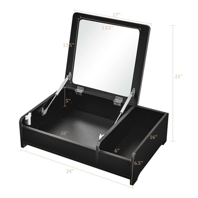 Costway 2-in-1 Vanity Dresser W/ Flip-Top Mirror Tabletop Storage Box Makeup Laptop Black 1 Costway 2-in-1 Vanity Dresser W/ Flip-Top Mirror Tabletop Storage Box Makeup Laptop Black