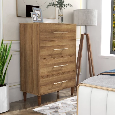 Esigne Mid-Century 4 Drawer Chest Light Oak - HOMES: Inside + Out 1 Esigne Mid-Century 4 Drawer Chest Light Oak - HOMES: Inside + Out