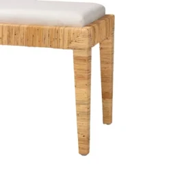 Sofia Rattan And Mahogany Wood Bench White/Natural Brown - Baxton Studio -DreamNest Store GUEST b6c597af 41a7 40d7 8f43 1de34b02bede