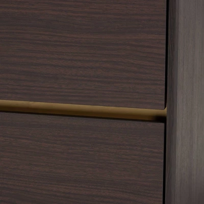 Walker Wood Nightstand With Faux Marble Top Dark Brown/Marble/Gold - Baxton Studio 2 Walker Wood Nightstand With Faux Marble Top Dark Brown/Marble/Gold - Baxton Studio - Image 2