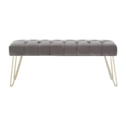 Hewett Velvet Tufted Metal Bench - Inspire Q