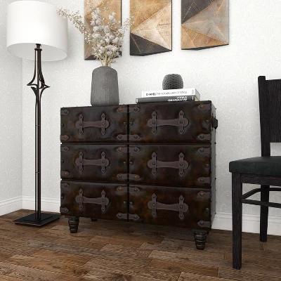 Traditional 6 Drawer Faux Leather Chest Black - Olivia & May 11 Traditional 6 Drawer Faux Leather Chest Black - Olivia & May - Image 11