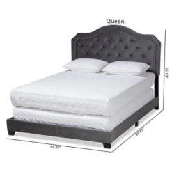 Samantha Velvet Upholstered Button Tufted Bed - Baxton Studio -DreamNest Store GUEST b87b3013 e1f3 4de7 89a7 4baa9c9c4b2f