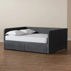 Full Basanti Velvet Fabric Upholstered 2 Drawer Daybed Gray/Dark Brown - Baxton Studio -DreamNest Store GUEST b8bf34ee 6a9e 400b a140 032be2fe13ad