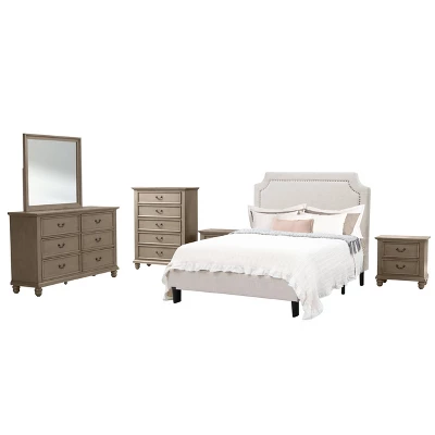 6pc Queen Angelique Bedroom Set With Upholstered Platform Bed - Abbyson Living 8 6pc Queen Angelique Bedroom Set With Upholstered Platform Bed - Abbyson Living - Image 8