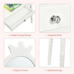 Costway Kids Vanity Makeup Table & Chair Set Make Up Stool Play Set For Children -DreamNest Store GUEST b95153bc 151c 4d90 a44a b484f4bb03fc