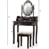 Costway Makeup Vanity Dressing Table Set W/10 Dimmable Bulbs Cushioned Stool