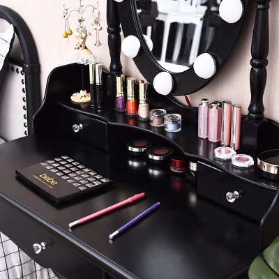 Costway Makeup Vanity Dressing Table 10 Dimmable Bulbs WhiteBlackBrown 4 Costway Makeup Vanity Dressing Table 10 Dimmable Bulbs WhiteBlackBrown - Image 4