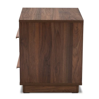 Mette Walnut Finished Wood Nightstand White - Baxton Studio 5 Mette Walnut Finished Wood Nightstand White - Baxton Studio - Image 5