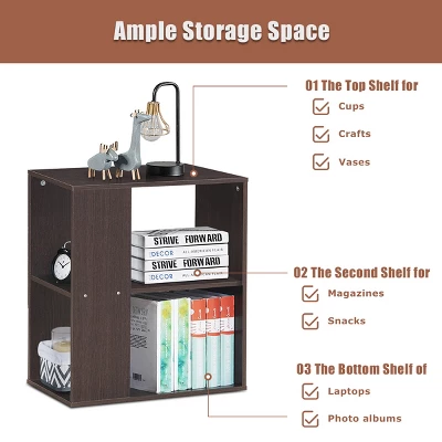 Costway 2-Tier Side End Table Nightstand Bedside Sofa Table W/ Storage Shelves 7 Costway 2-Tier Side End Table Nightstand Bedside Sofa Table W/ Storage Shelves - Image 7