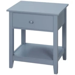 HOMCOM Modern Style Nightstand, Side Table With Drawer And Storage Shelf For Bedroom, Or Living Room, Gray 9 HOMCOM Modern Style Nightstand, Side Table With Drawer And Storage Shelf For Bedroom, Or Living Room, Gray -DreamNest Store GUEST ba620ca8 9c3d 4926 89a9 ab2c22051f98