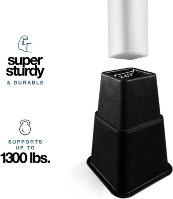 Adjustable Bed Risers - Heavy Duty Furniture Riser Set Of 4 In Heights Of 8, 5, Or 3 Inches For Table Risers, Bed Frame Risers In Black – Homeitusa 7 Adjustable Bed Risers - Heavy Duty Furniture Riser Set Of 4 In Heights Of 8, 5, Or 3 Inches For Table Risers, Bed Frame Risers In Black – Homeitusa - Image 7